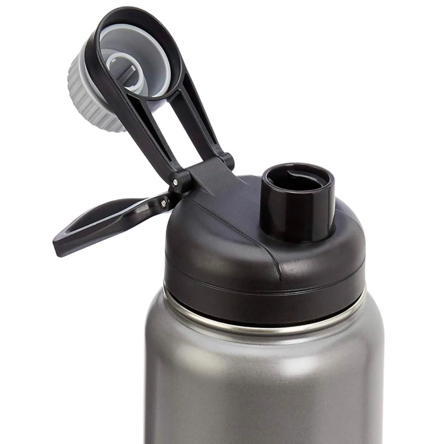 AquiorFilters Large Stainless Steel Water Bottle with Spout Lid – 30oz, Gray