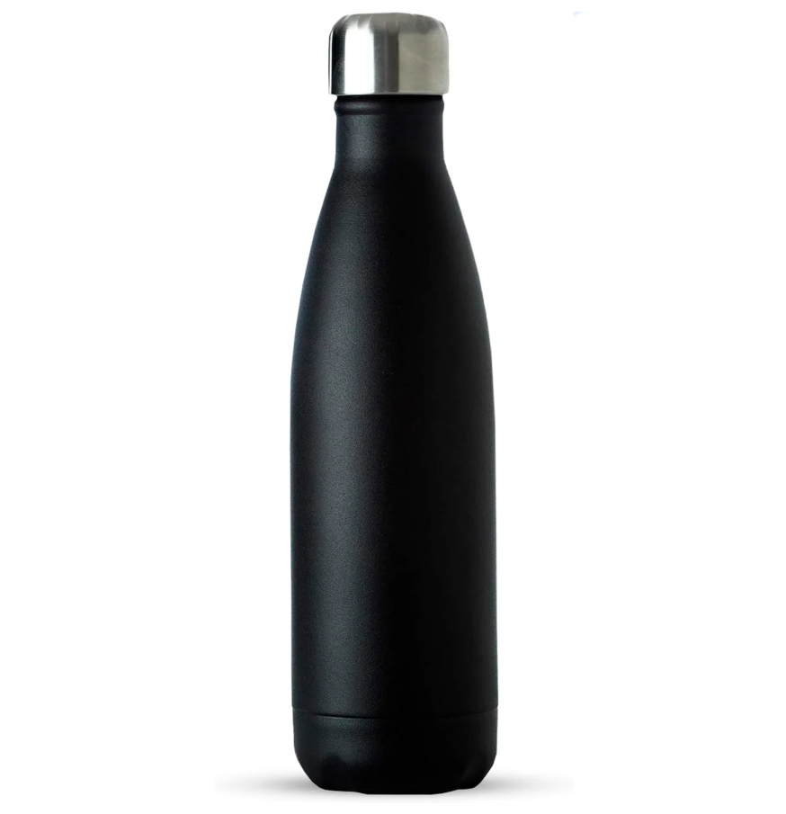 AquiorFilters Triple-Wall Black Insulated Water Bottle – 17oz Stainless Steel, Leak-Proof, Cold 24H / Hot 12H